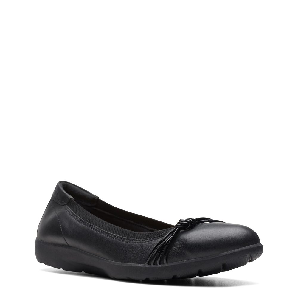 Black Women's Slip-On Ballet Flat with Knotted Detail